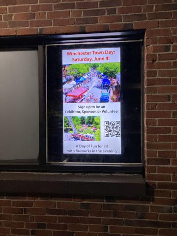 Wedgemere kiosk Town Day flier