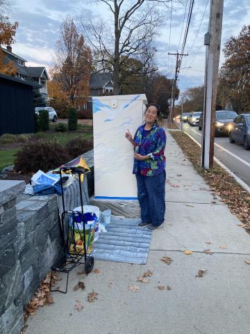 Kiyomi Yatsuhashi painting on Church Street
