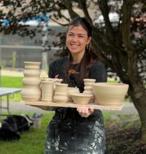 Bel Cauley with pots